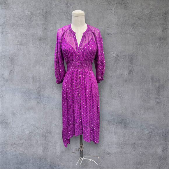 Ba&sh Cyana Metallic Dot Dress sz 0 MSRP $495 - Picture 2 of 6